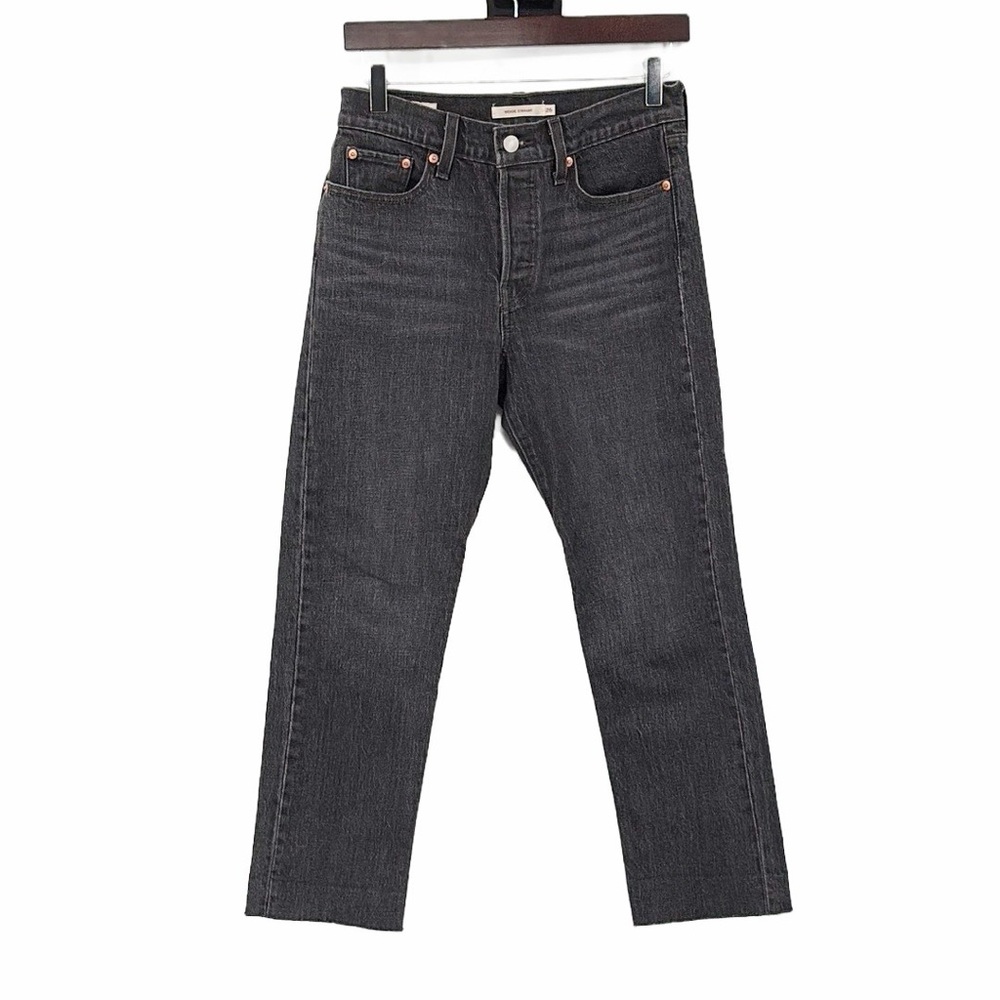 Levi's Wedgie Straight Button Fly Raw Hem Jeans in Faded Black- NWOT - Size 26